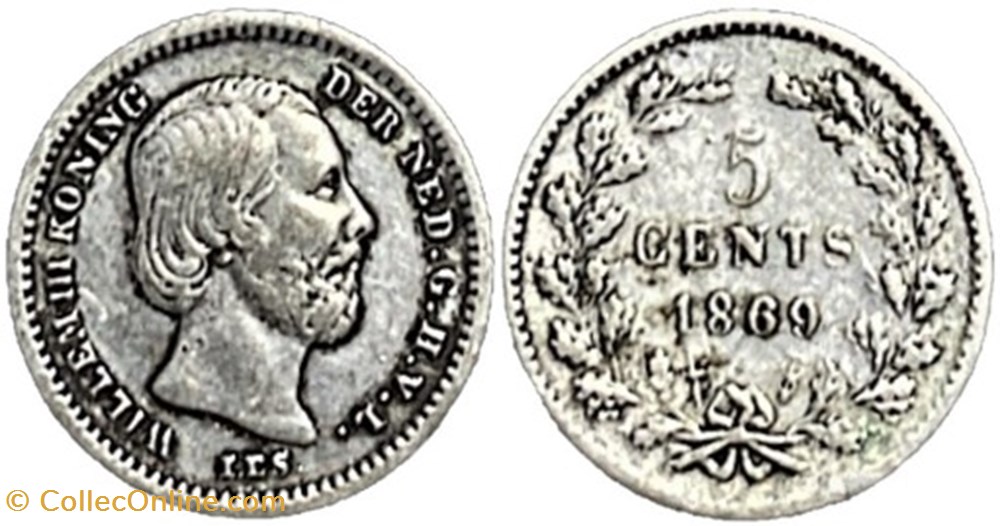 Willem III of Nederland - 5 Cents 1869 (2ex.) monnaies monde pays bas willem iii of nederland 5 cents 1869 2ex