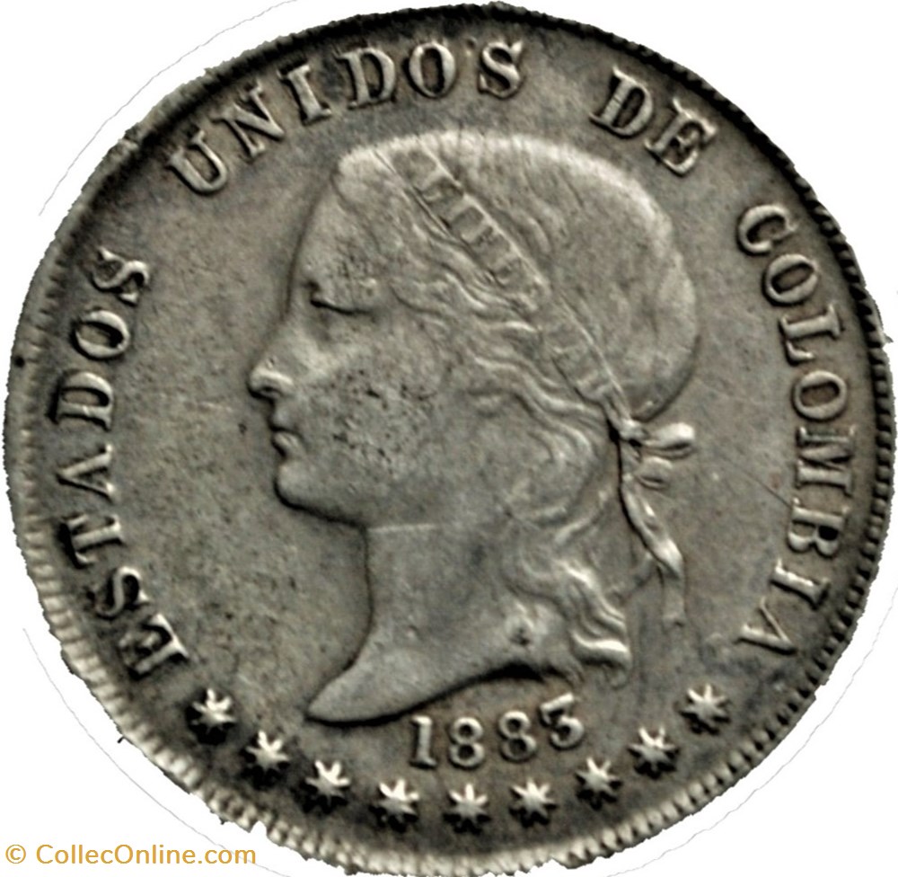 50 Centavos 1883 Bogotá monnaie monde colombie 50 centavos 1883 bogota