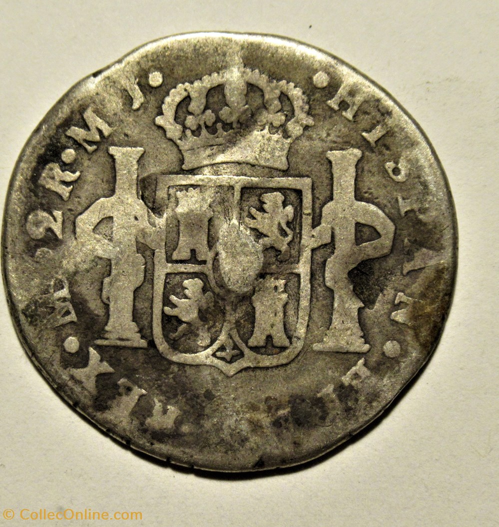 monnaies monde perou peru 2 reales 1779 lima carlos iii de espana