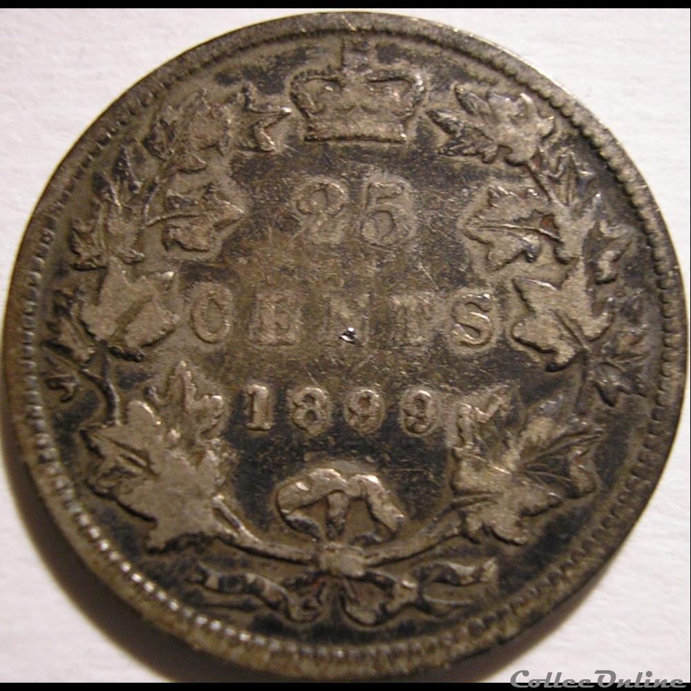 Victoria - 25 Cents 1899 2 monnaie monde canadum victoria 25 cents 1899