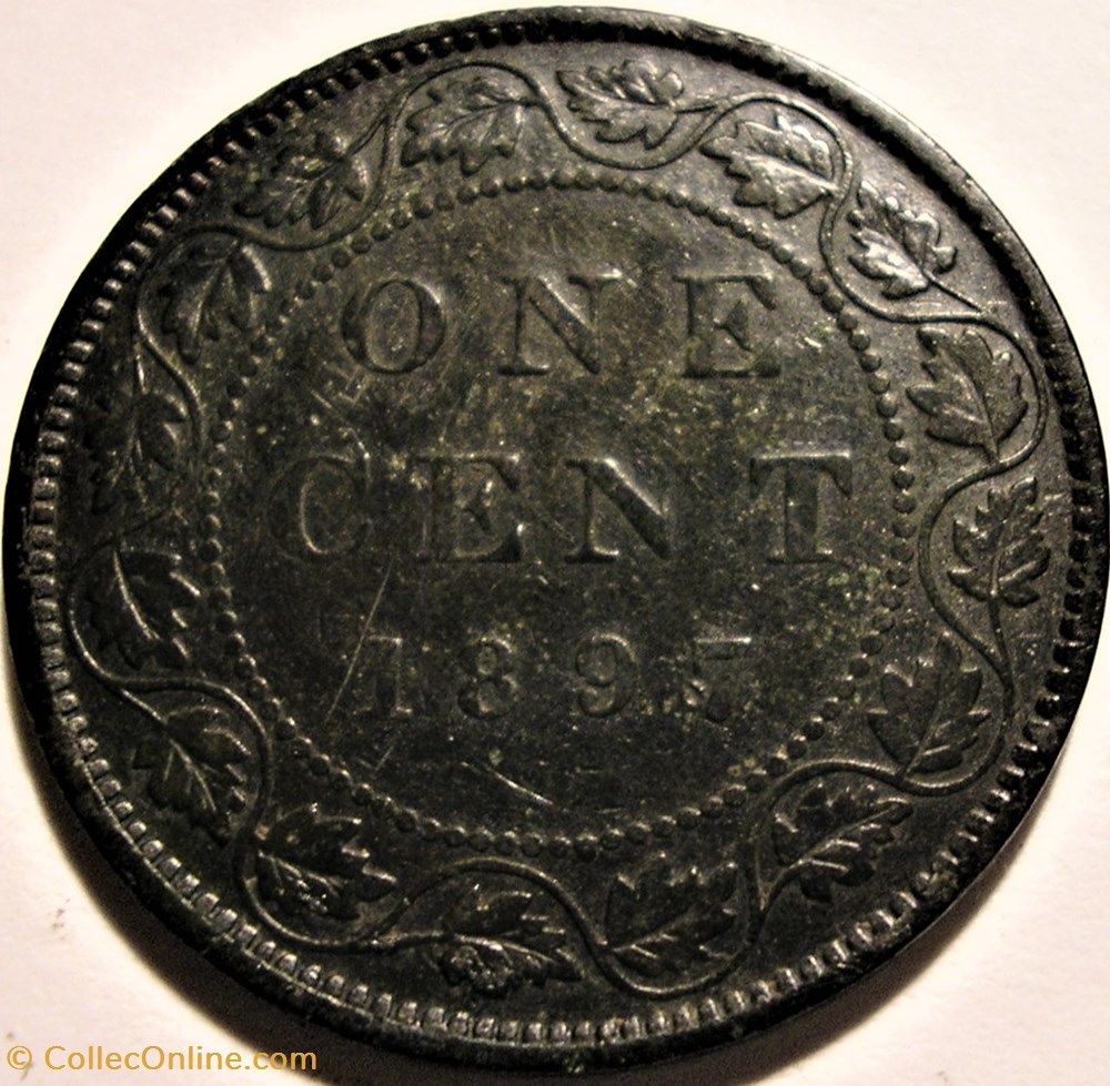 Victoria - One Cent 1897 - Die Crack 2 monnaie monde canadum victoria one cent 1897 die crack
