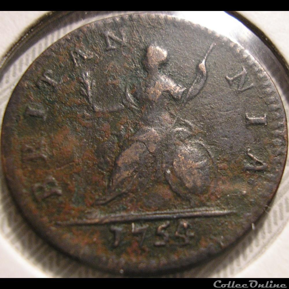 George II - Farthing 1754 Great Britain 4 monnaies europe medievale royaume d angleterre george ii farthing 1754 great britain