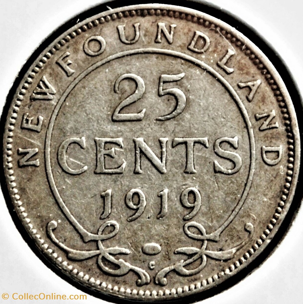monnaie monde canadum george v 25 cents 1919 newfoundland ex 2