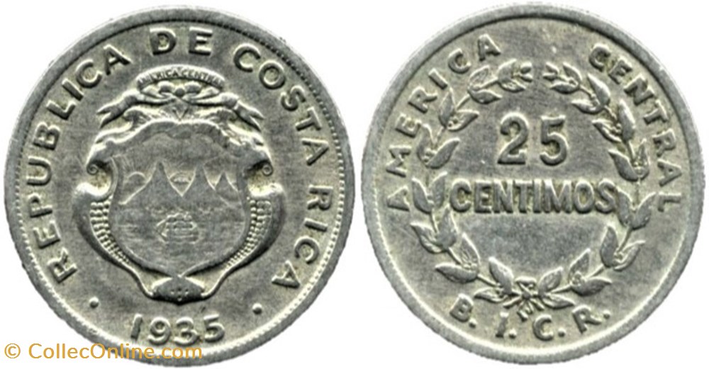 Costa Rica - 25 Céntimos 1935 - Coins - World - Edge Lettered