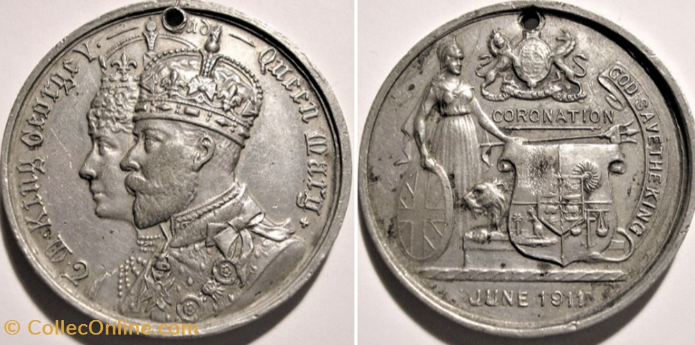 George V & Mary - 1911 Coronation Medal - British Empire medaille royaume uni george v mary 1911 coronation medal british empire