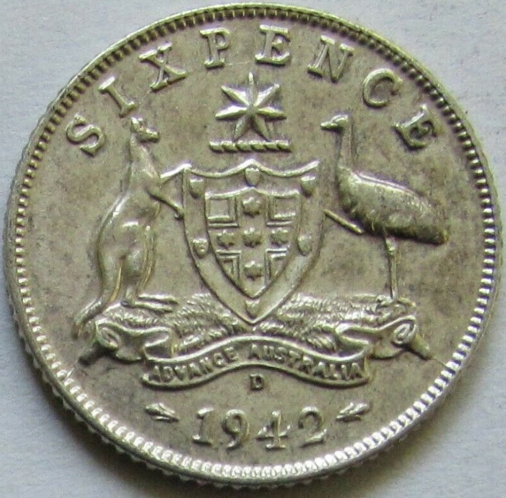 monnaies monde australie george vi 6 pence 1942 d australia