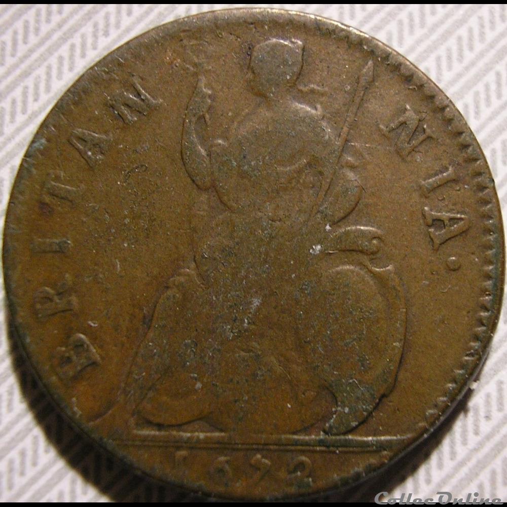 Charles II - Farthing 1672 Kingdom of England 2 monnaies europe medievale royaume angleterre charles ii farthing 1672 kingdom of england
