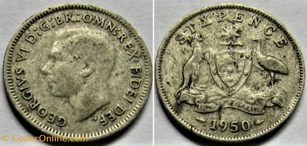 George VI - 6 Pence 1950 - Australia monnaies monde australie george vi 6 pence 1950 australia