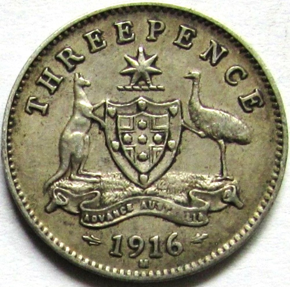monnaies monde australie george v three pence 1916 melbourne australia