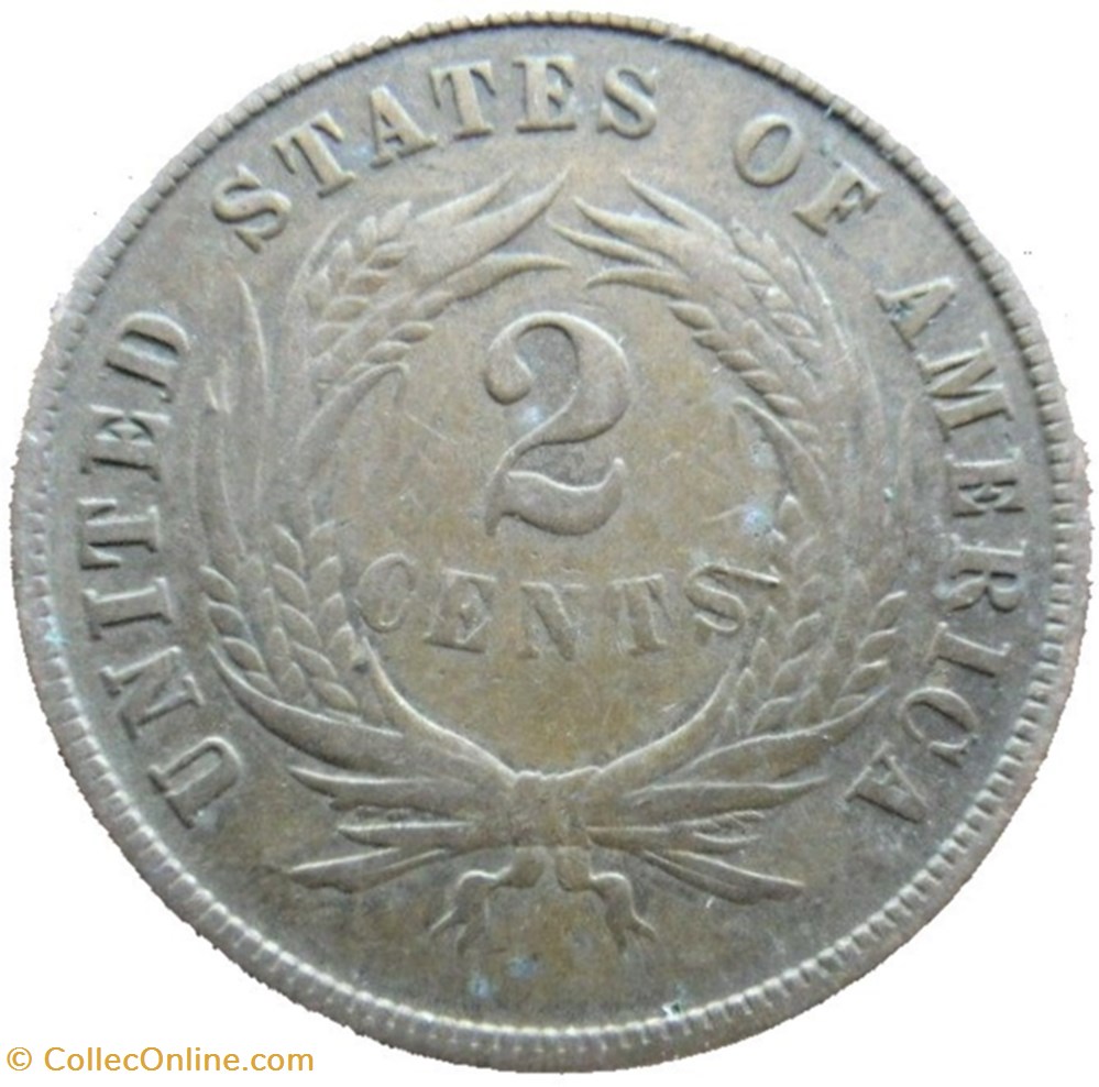 monnaie monde etat uni 1870 two cents ex 2