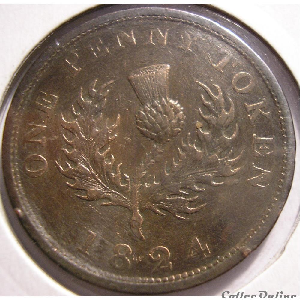 George IV - One Penny Token 1824 - Nova Scotia monnaie monde canadum george iv one penny token 1824 nova scotia