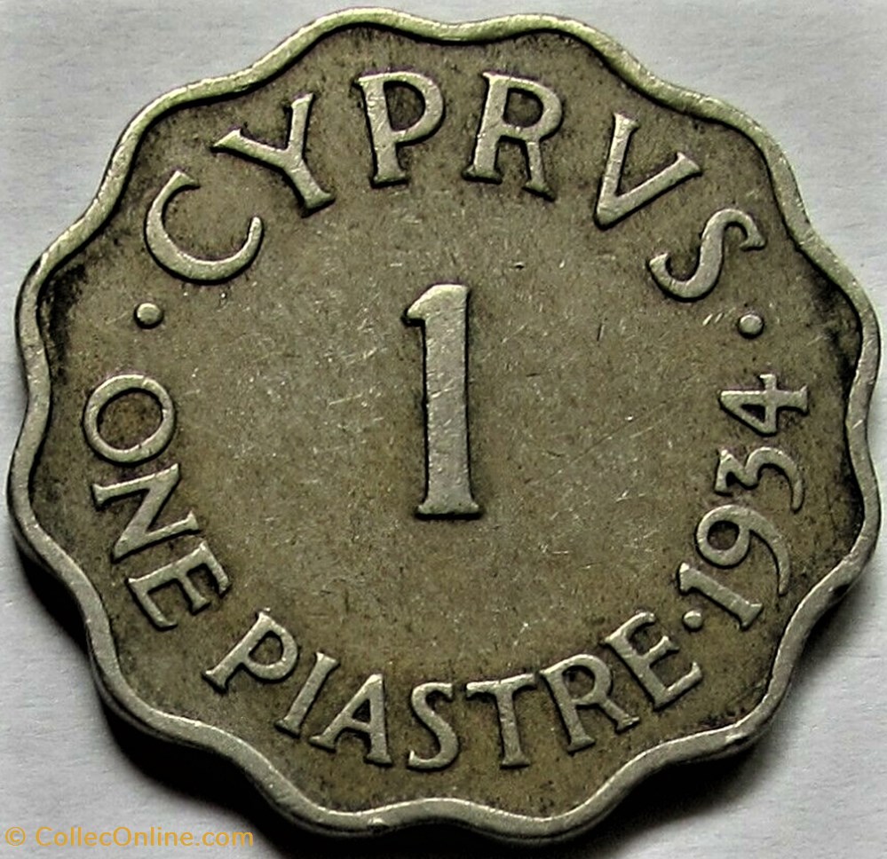 George V - One Piastre 1934 - Cyprus 3 monnaies monde chypre george v one piastre 1934 cyprus