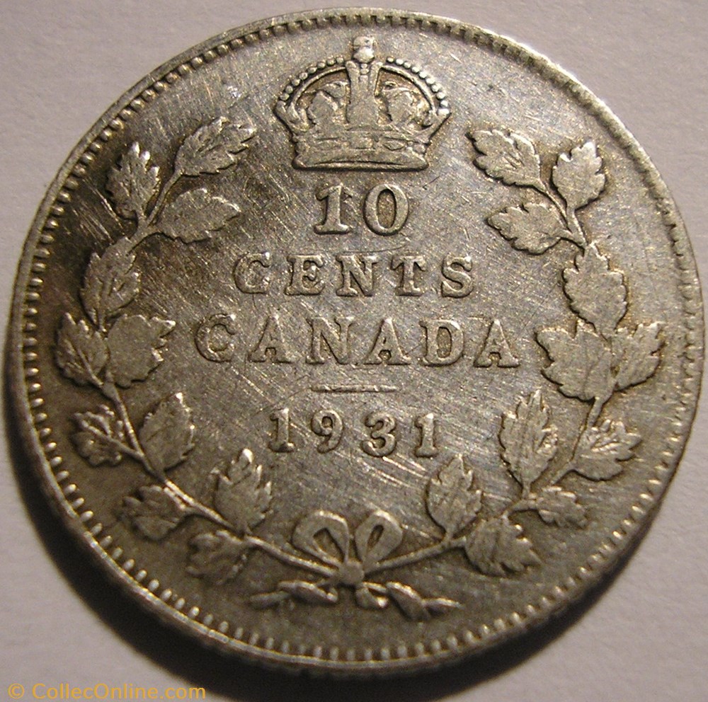 George V - 10 Cents 1931 monnaies monde canada george v 10 cents 1931