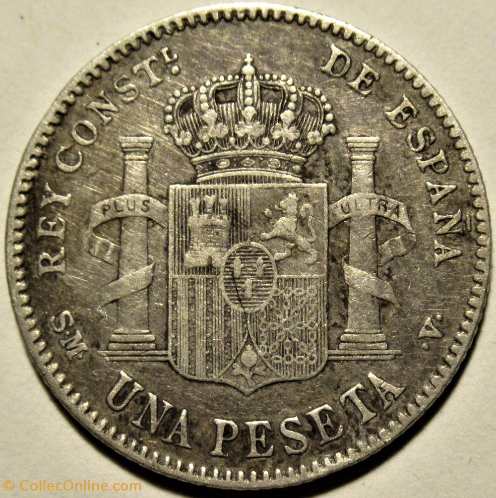 1901 - Peseta - Alfonso XIII de España 3 monnaies monde espagne 1901 peseta alfonso xiii de espana