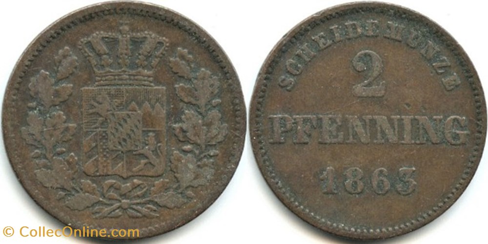 Maximilian II - 2 Pfenning 1863 - Kingdom of Bavaria monnaies europe medievale saint empire romain germanique maximilian ii 2 pfenning 1863 kingdom of bavaria