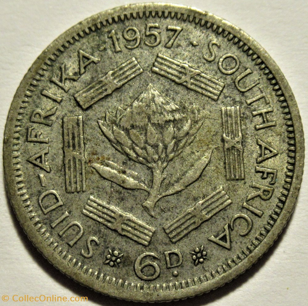 monnaies monde afrique du sud elizabeth ii 6 pence 1957 south africa
