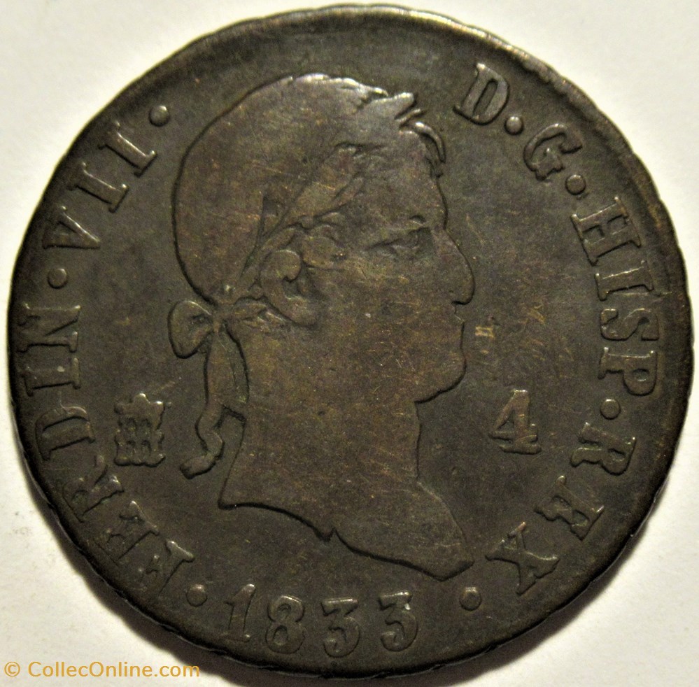 1833 Segovia 4 Maravedis - Fernando VII de España 2 monnaies monde espagne 1833 segovia 4 maravedis fernando vii de espana