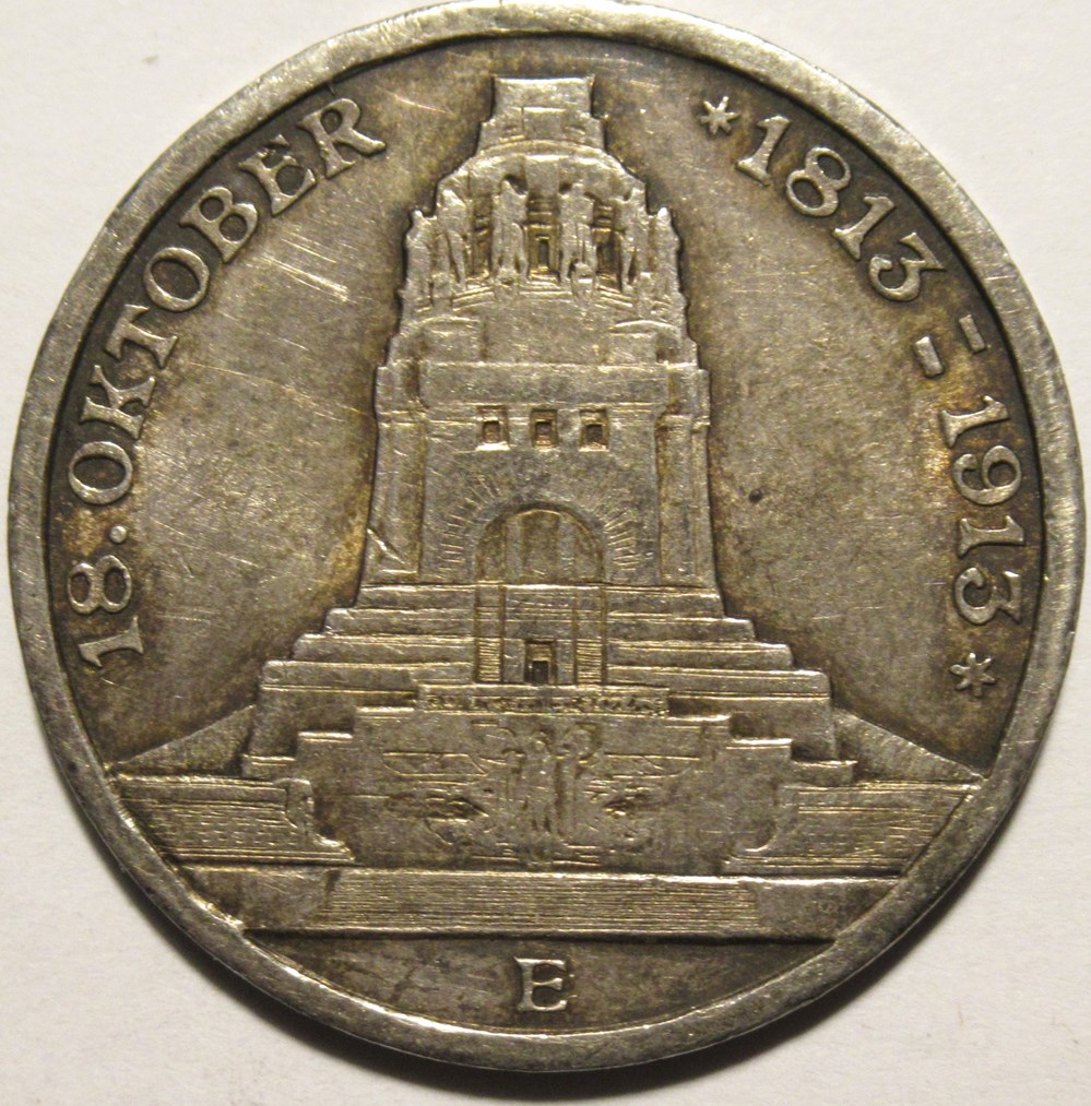 Friedrich August III - 3 Mark 1913 Battle of Leipzig - Kingdom of Saxony monnaies europe medievale saint empire romain germanique friedrich august iii 3 mark 1913 battle of leipzig kingdom of saxony