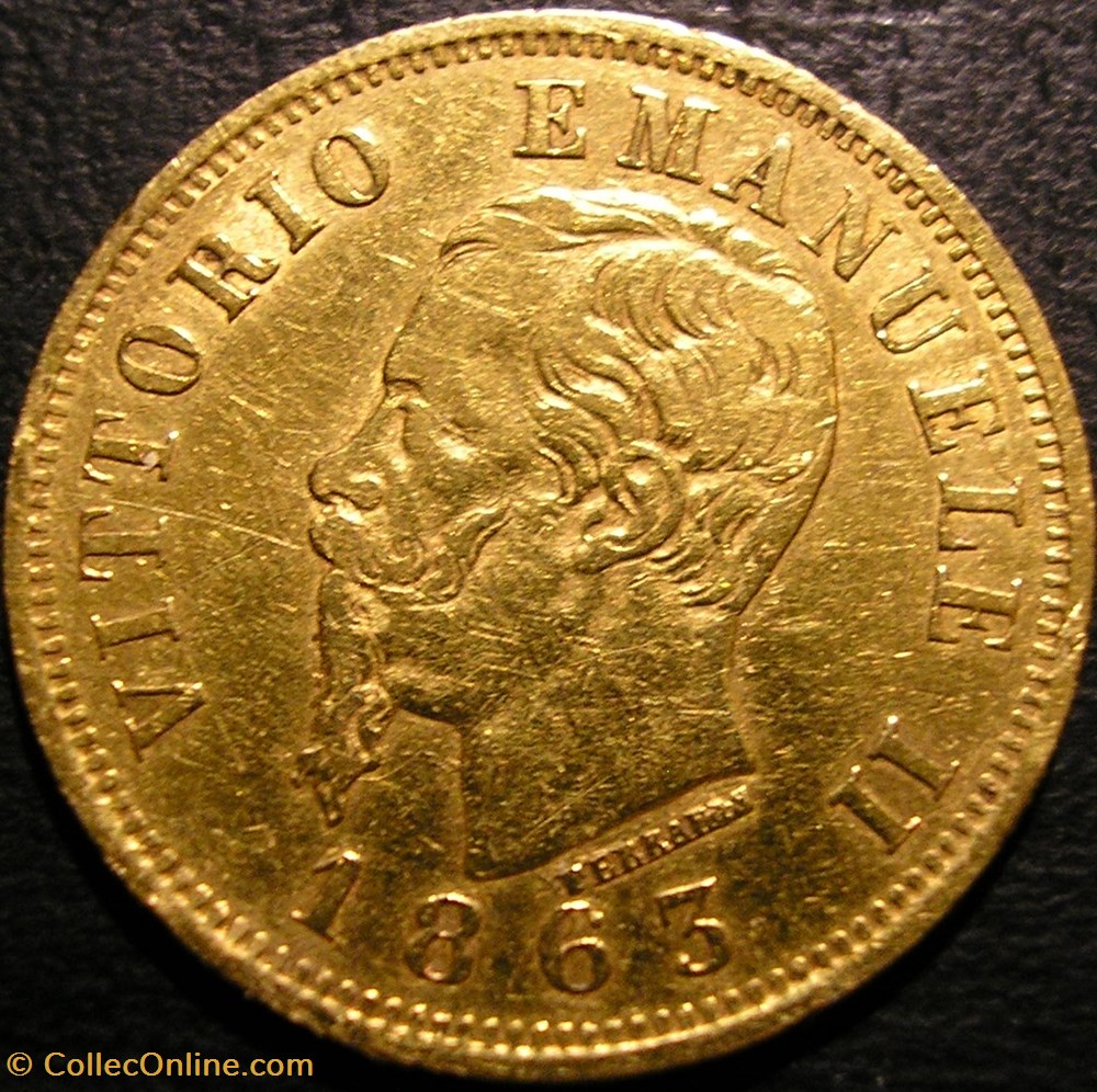 1863 Royaume d'Italie, 10 Lire, Torino - Vittorio Emanuele II monnaies monde 1863 royaume italie 10 lire torino vittorio emanuele ii