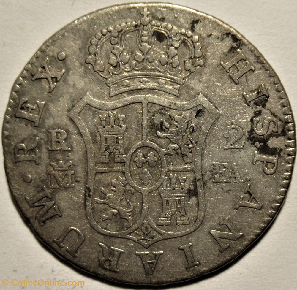 1800 - 2 Reales Madrid - Carlos IV de España 3 monnaies monde espagne 1800 2 reales madrid carlos iv de espana