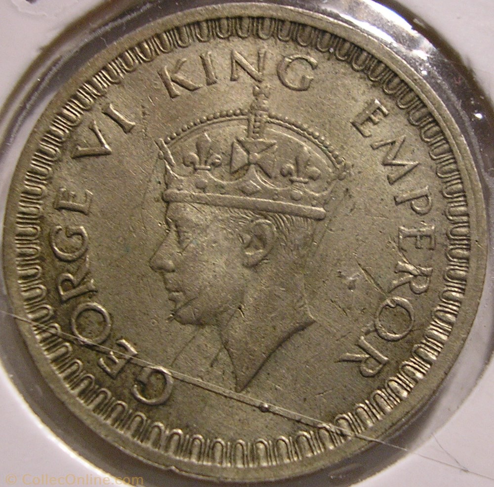 George VI - Half Rupee 1944 Bombay - British India monnaie monde inde george vi half rupee 1944 bombay british india