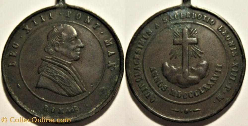 medailles etat de la cite vatican pape leon xiii 1887 medaille du 5eme anniversaire du pontificat rome