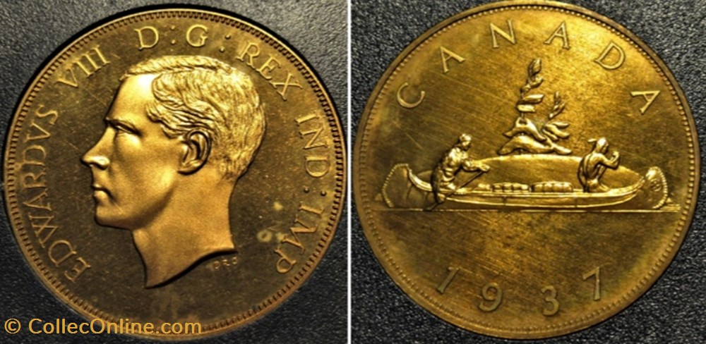 Edward VIII - 1 Dollar 1937 - Token, Fantasy Dollar Canada monnaies jetons mereaux edward viii 1 dollar 1937 token fantasy dollar canada