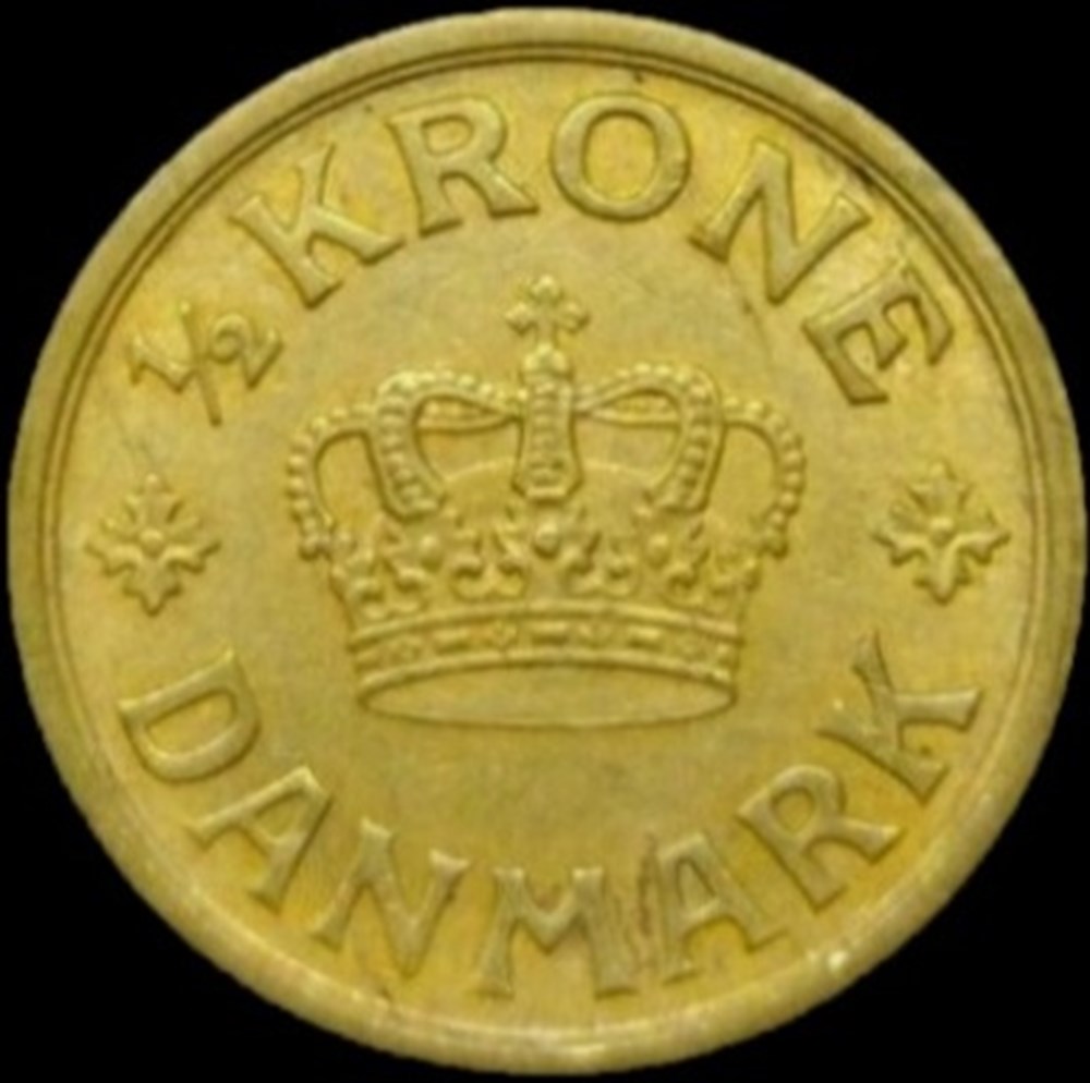 Christian X Denmark - ½ Krone 1940 monnaies monde danemark christian x denmark krone 1940