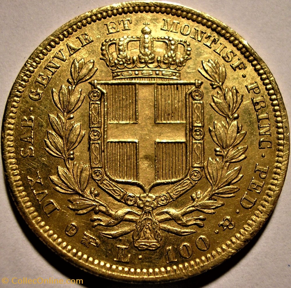 1833 Royaume de Sardaigne, 100 Lire Genova - Carlo Alberto monnaies monde italie 1833 royaume de sardaigne 100 lire genova carlo alberto