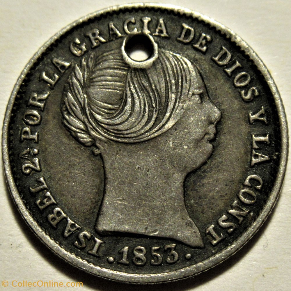1853 Sevilla - 1 Real - Isabel II de España 2 monnaies monde espagne 1853 sevilla 1 real isabel ii de espana