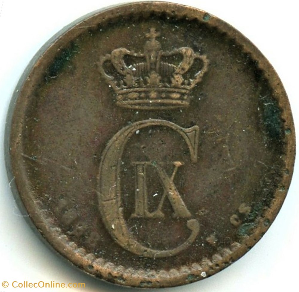 Christian IX Denmark - 1 Øre 1888 2 monnaies monde danemark christian ix denmark 1 re 1888