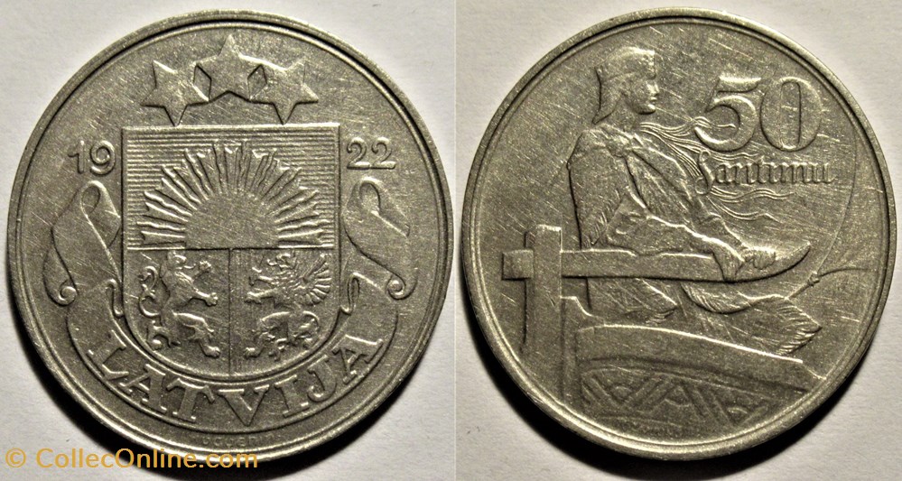 Latvia, Republic of - 50 Santimu 1922 monnaies monde lettonie latvia republic of 50 santimu 1922