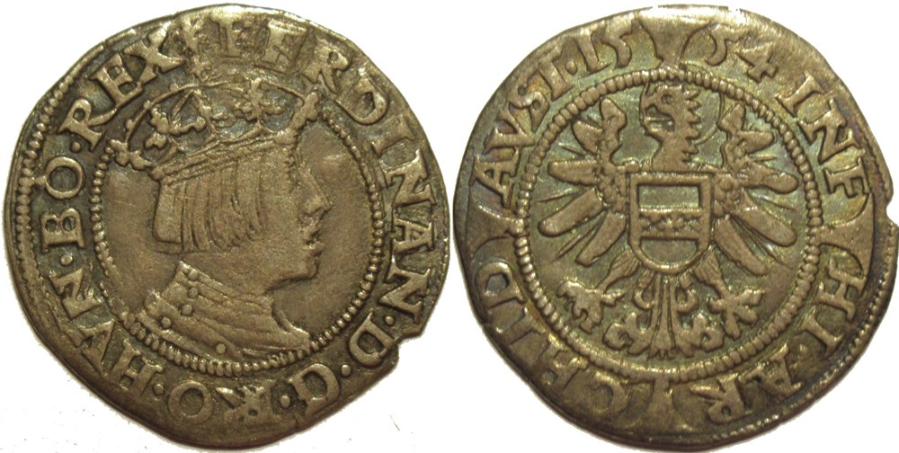 1554 Vienna, 3 Kreuzer - Ferdinand I, King of the Romans monnaies europe medievale archiduche autriche 1554 vienna 3 kreuzer ferdinand i king of the romans