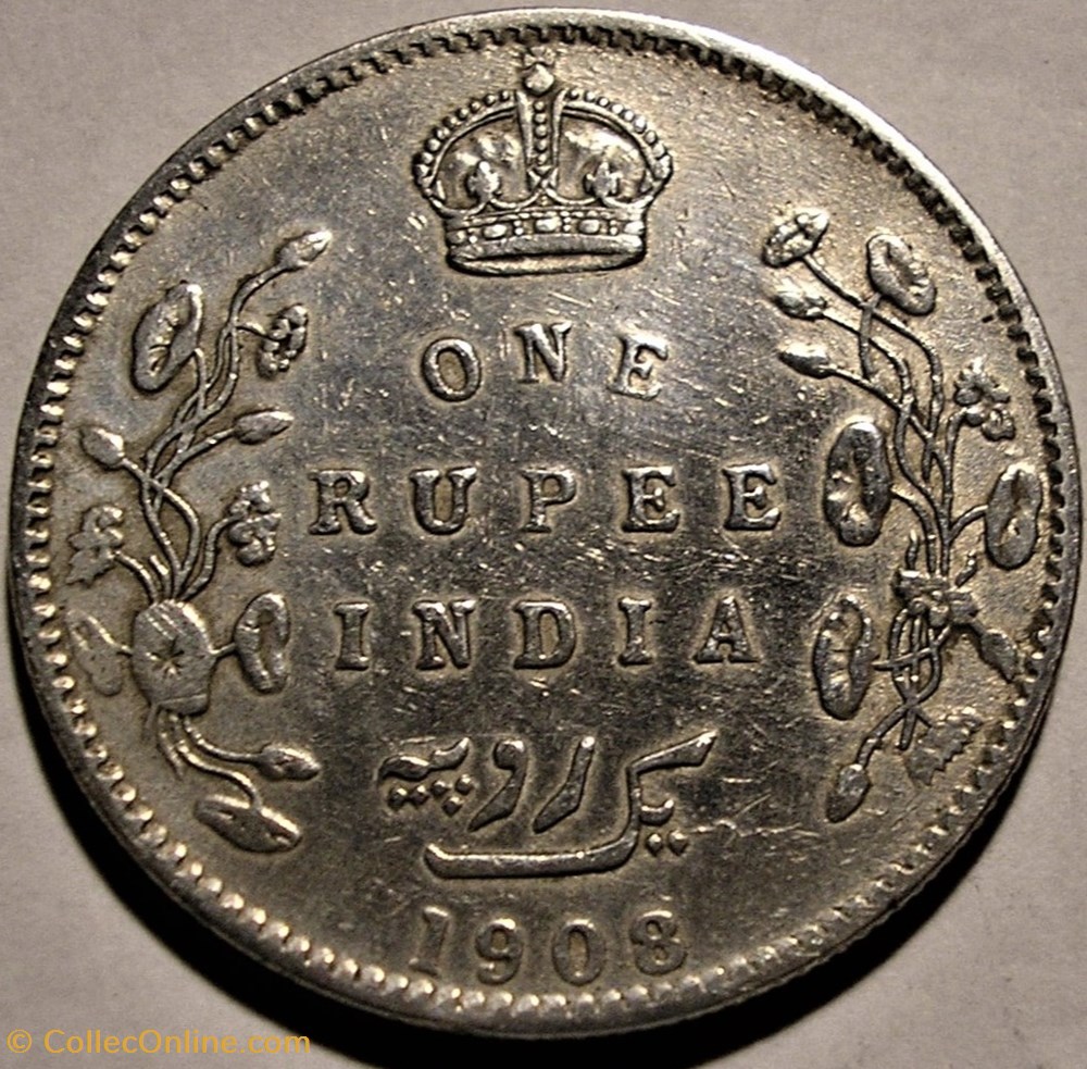 Edward VII - One Rupee 1908 - Empire of India monnaies monde inde edward vii one rupee 1908 empire of india