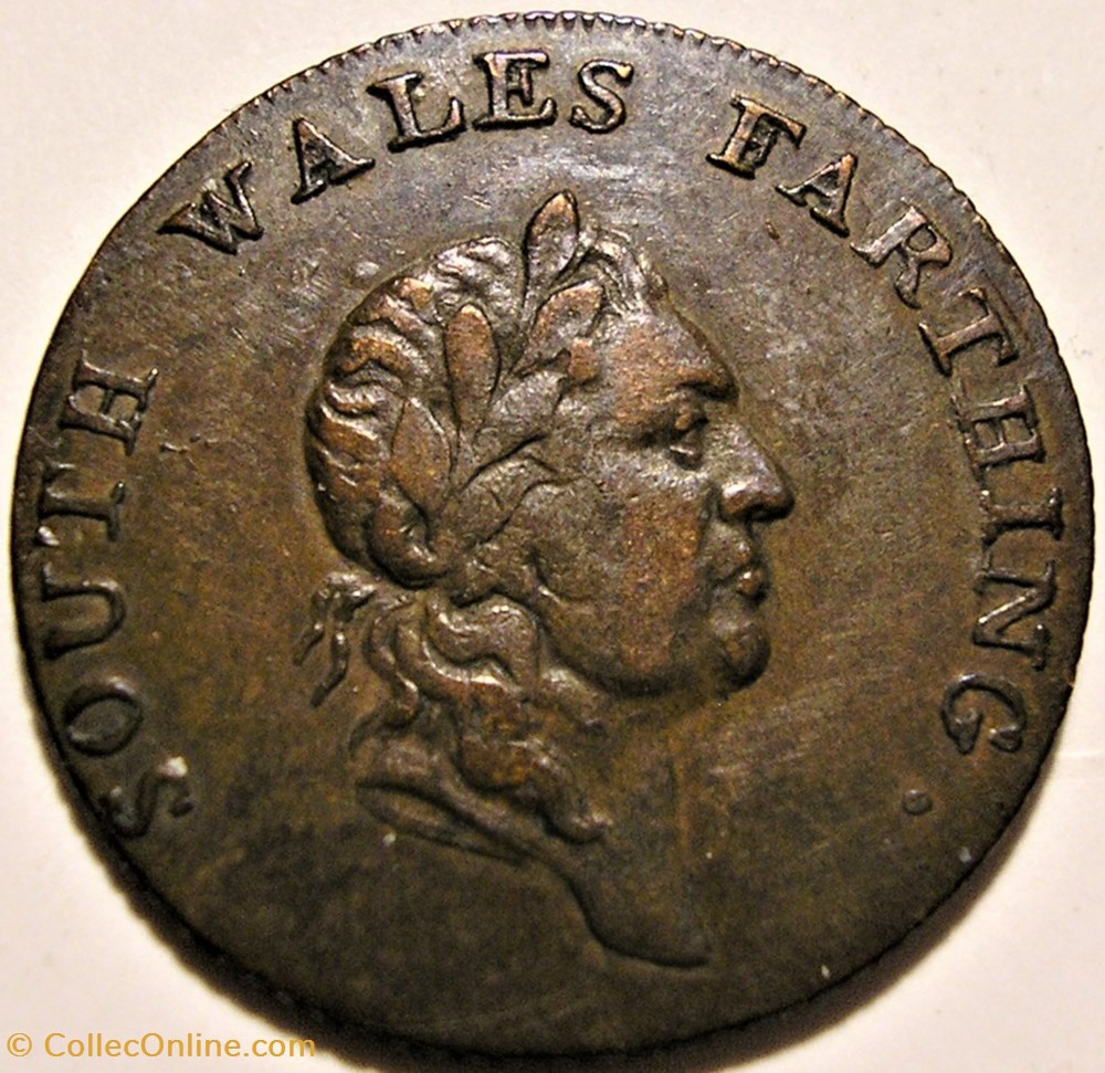 monnaie monde royaume uni 1793 one farthing pro bono publico south wales england