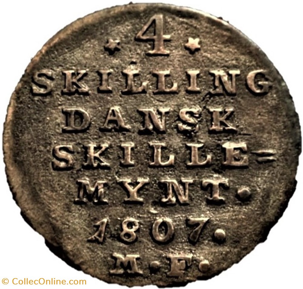 Christian VII - 4 Skilling Dansk 1807 Denmark monnaies monde danemark christian vii 4 skilling dansk 1807 denmark