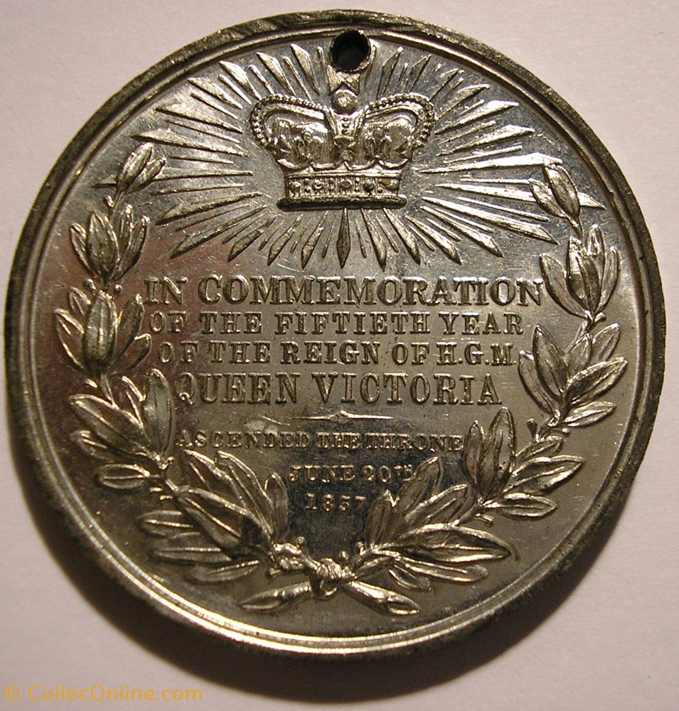 Victoria - 1887 Golden Jubilee Medallion, Heaton - UK 3 medailles royaume uni victoria 1887 golden jubilee medallion heaton uk