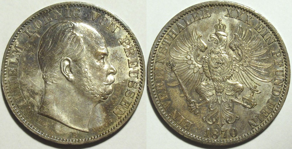 Wilhelm I - 1 Thaler 1870 B - Kingdom of Prussia monnaies europe medievale saint empire romain germanique wilhelm i 1 thaler 1870 b kingdom of prussia