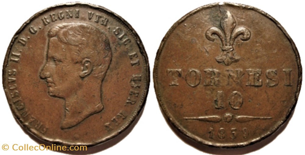 monnaies monde italie 1859 royaume de naples 10 tornesi francesco ii