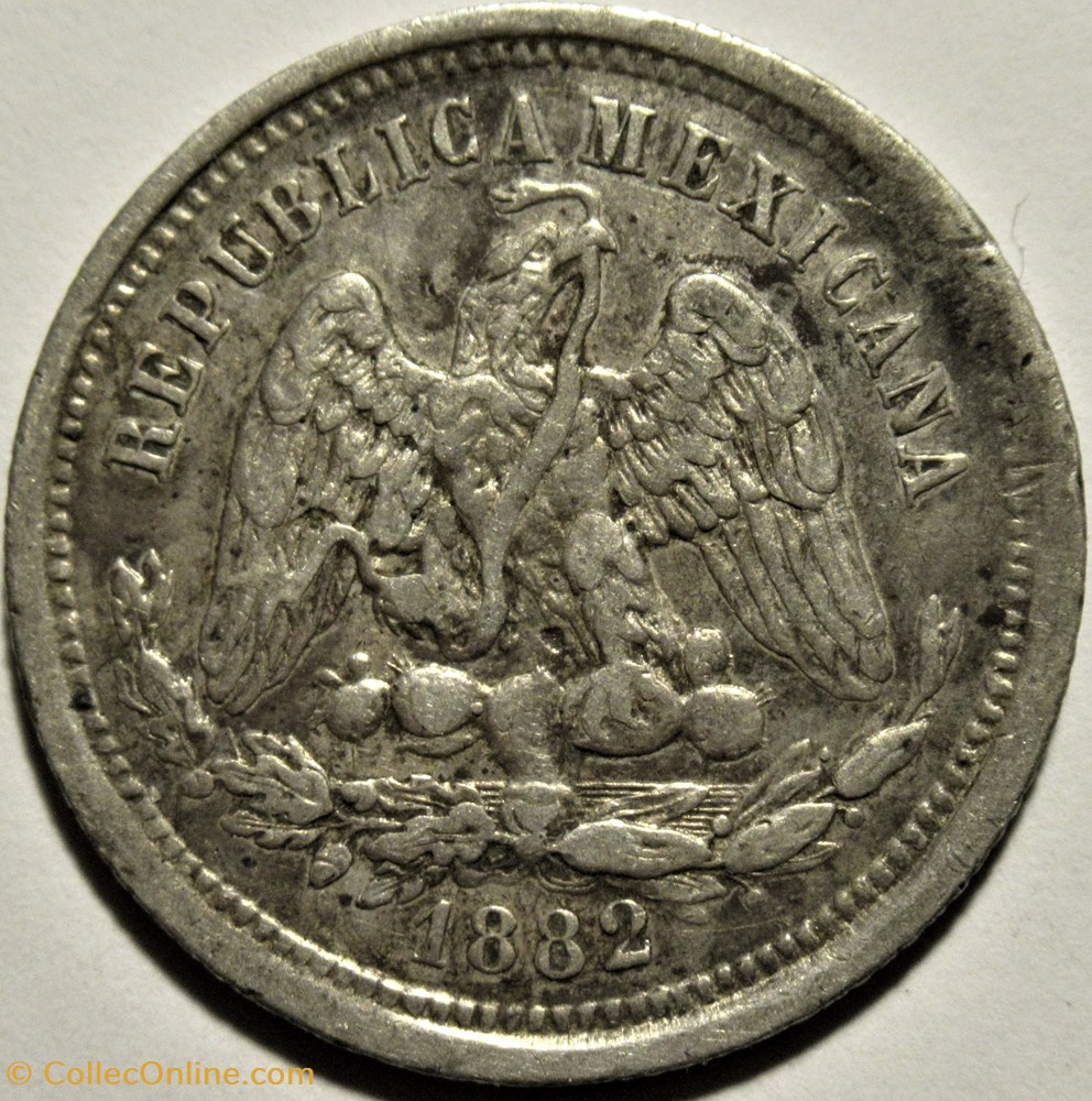 monnaies monde mexique mexico 25 centavos 1882 mo