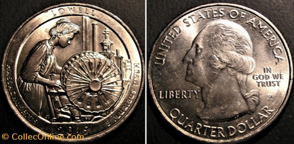 monnaie monde etat uni lowell 2019 p quarter dollar massachusetts state