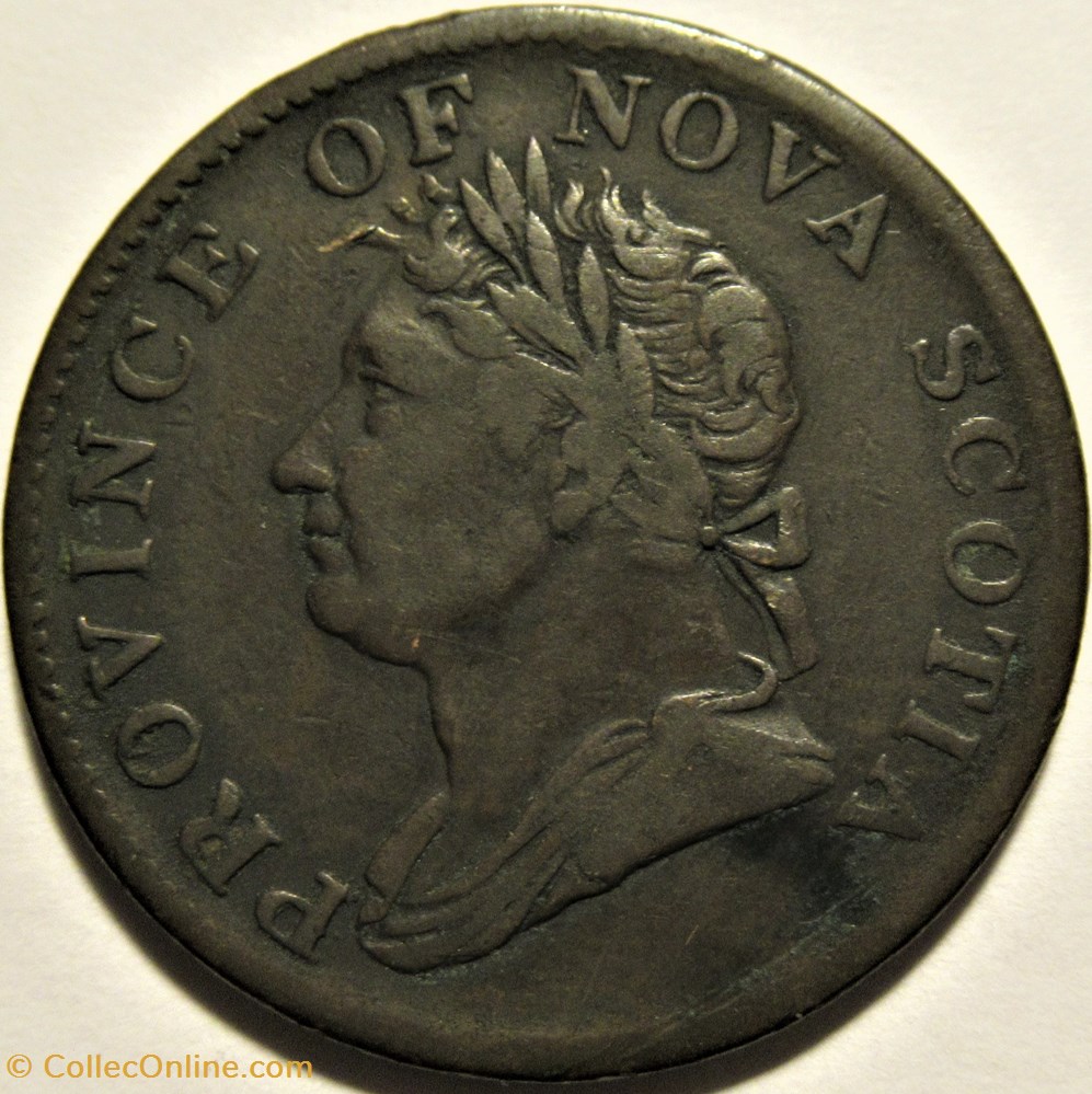 George IV - HalfPenny Token 1832 - Nova Scotia (ex.4) 2 monnaies monde canada george iv halfpenny token 1832 nova scotia ex 4