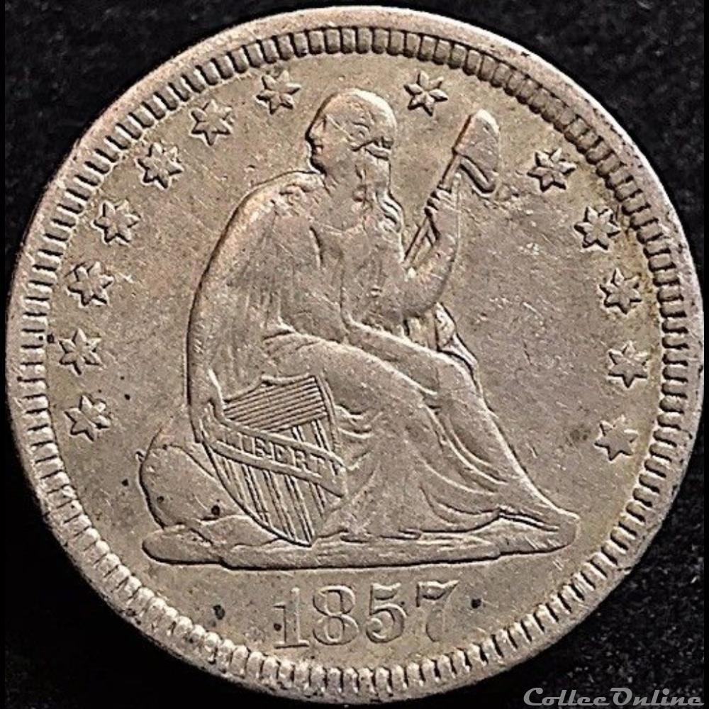 1857 Quarter Dollar - 25 cents monnaie monde etat uni 1857 quarter dollar 25 cents