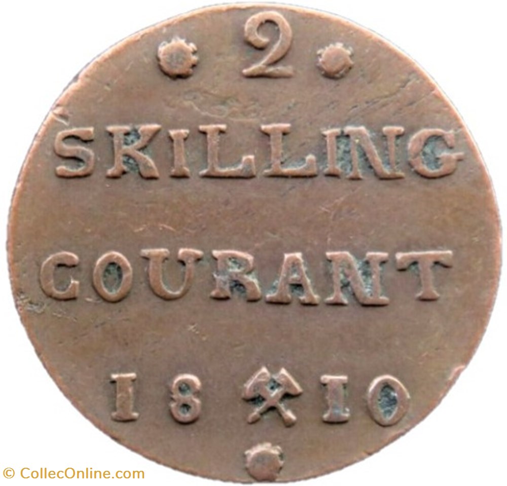 Frederick VI - 2 Skilling Courant 1810 Norway monnaies monde norvege frederick vi 2 skilling courant 1810 norway