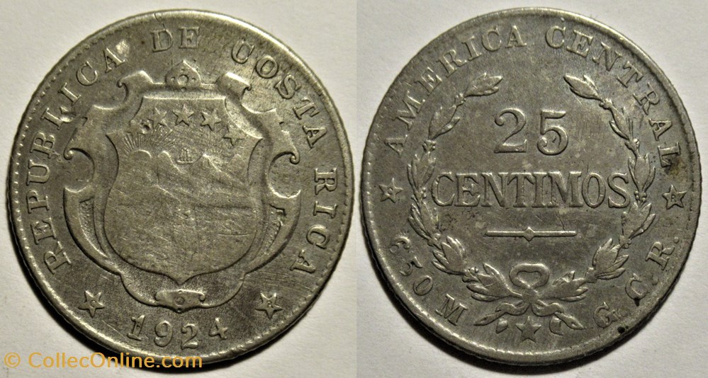 Costa Rica - 25 Céntimos 1924 monnaies monde costa rica 25 centimos 1924