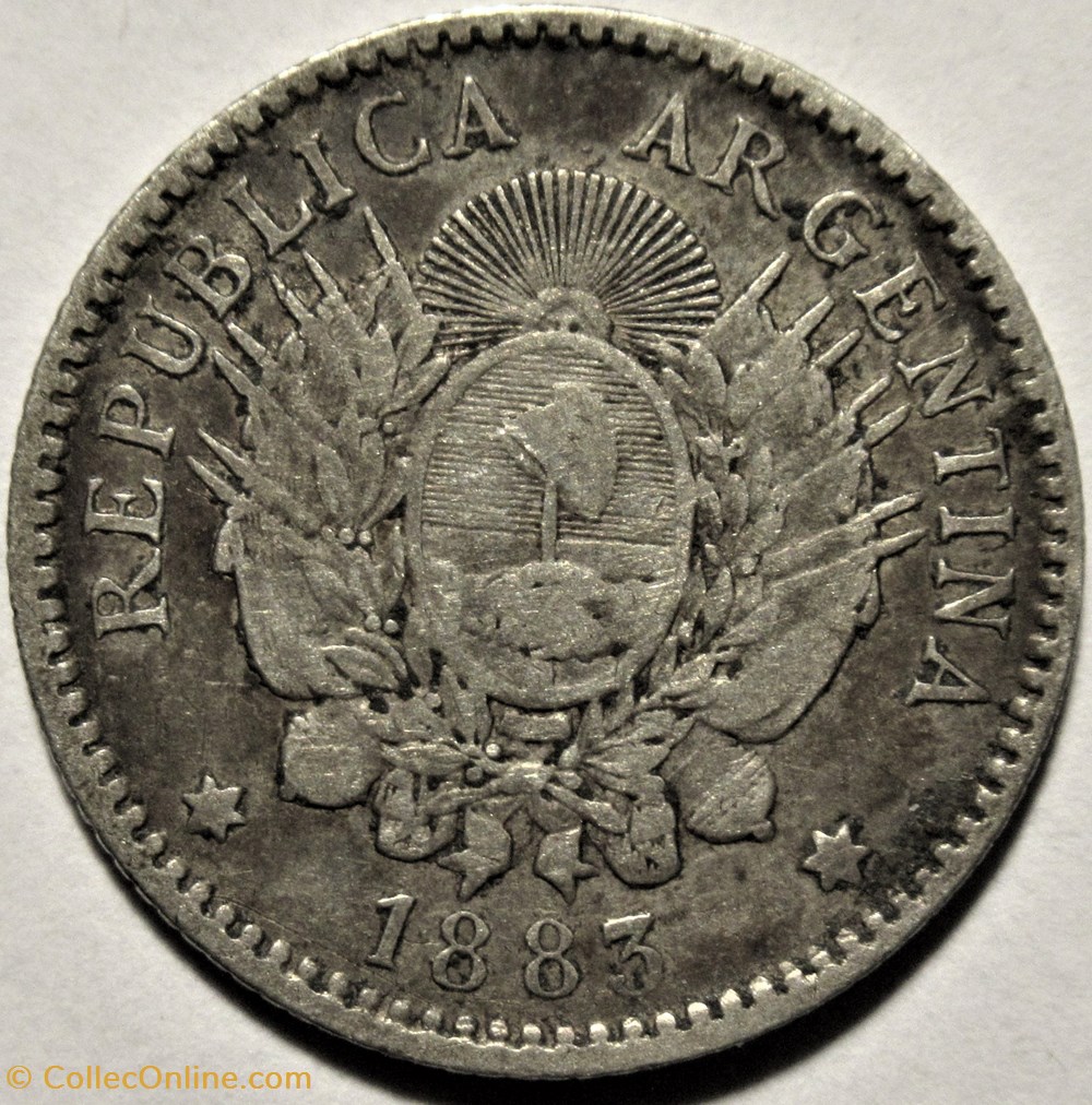 Argentina - 10 Centavos 1883 3 monnaies monde argentine argentina 10 centavos 1883