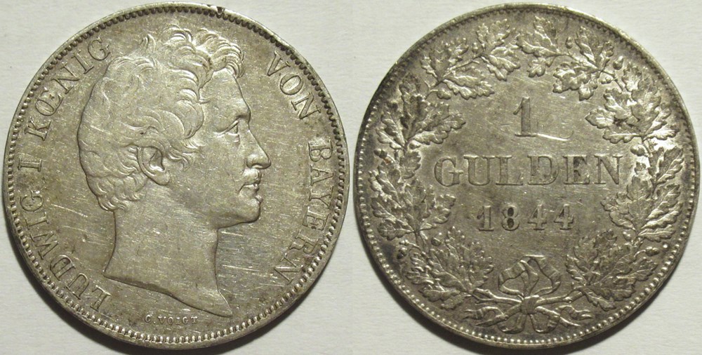 monnaies europe medievale saint empire romain germanique ludwig i 1 gulden 1844 kingdom of bavaria