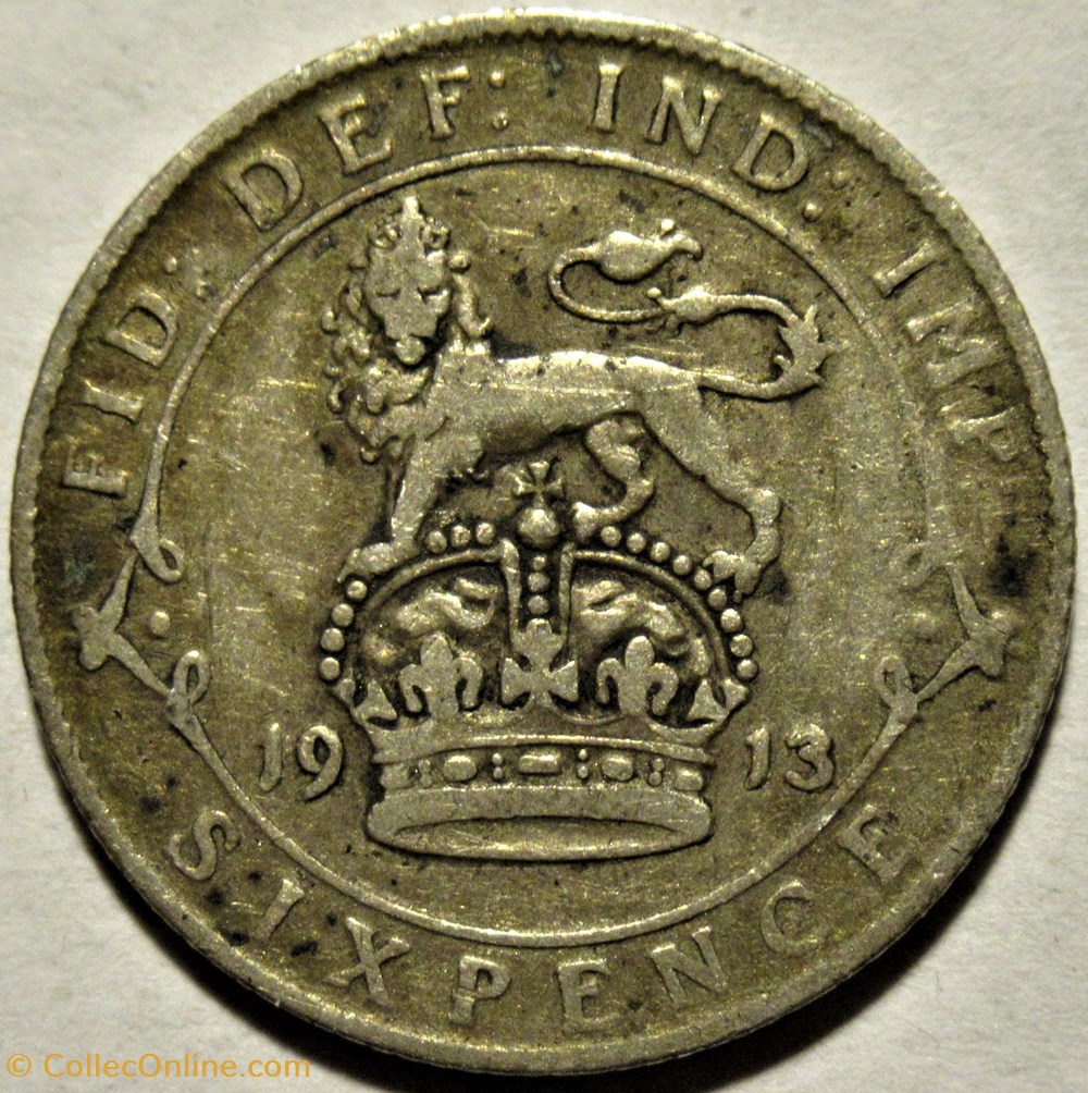 George V - 6 Pence 1913 - Great Britain 3 monnaies monde royaume uni george v 6 pence 1913 great britain