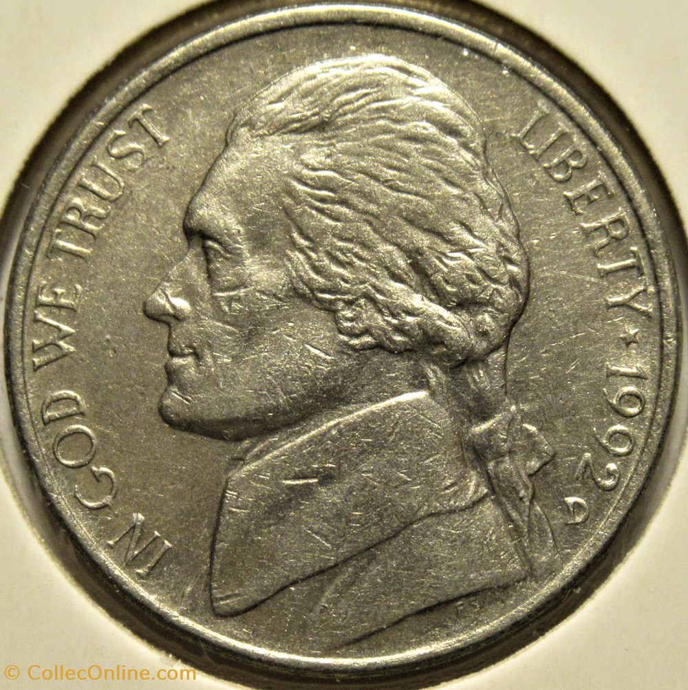 1992 Five Cents Jefferson, Denver 2 monnaies monde etats unis 1992 five cents jefferson denver