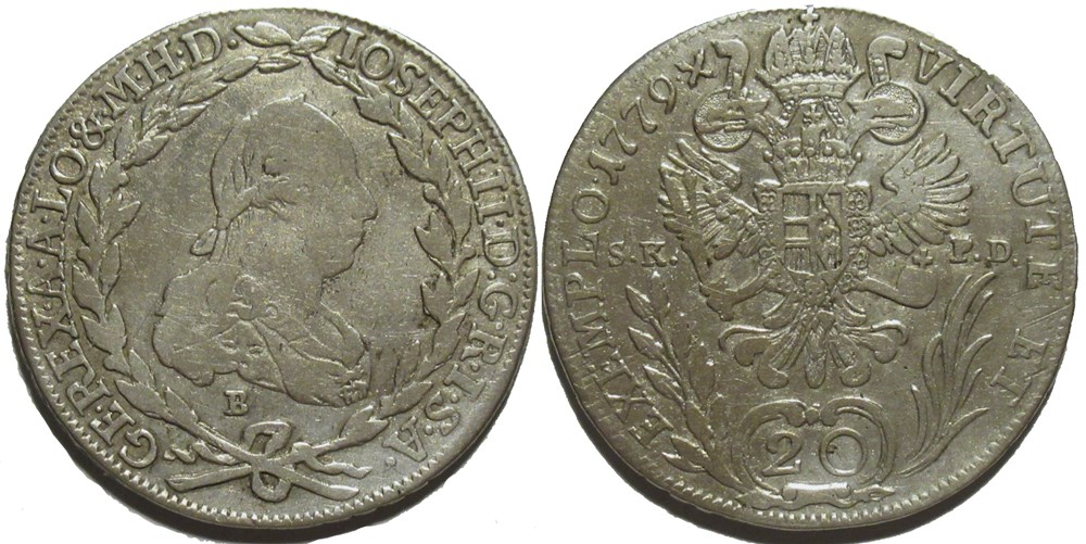 monnaies monde autriche 1779 kremnica 20 kreuzer virtute exemplo joseph ii